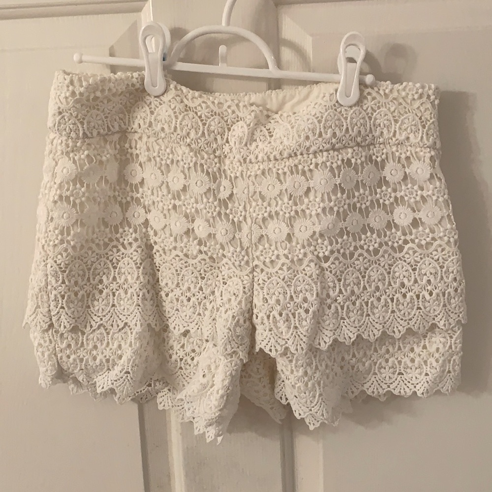 LOFT white crochet shorts